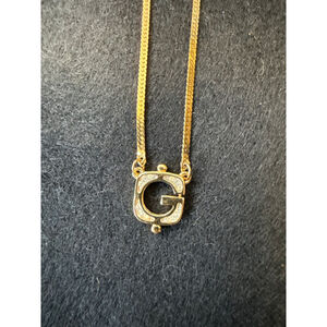 Vintage GIVENCHY Paris New York Rhinestone Geometric Square "G" Logo Necklace